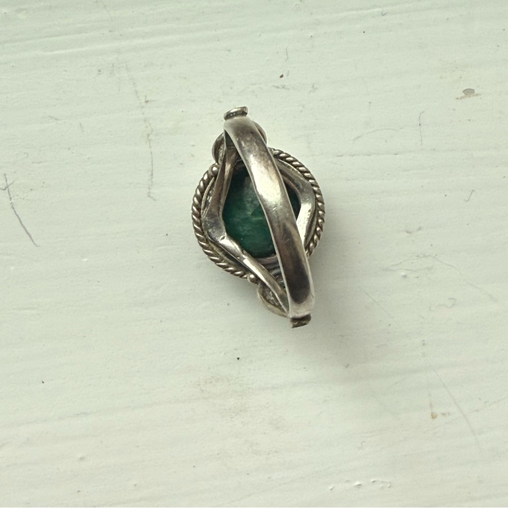 Sterling Green Agate Ring - image 6